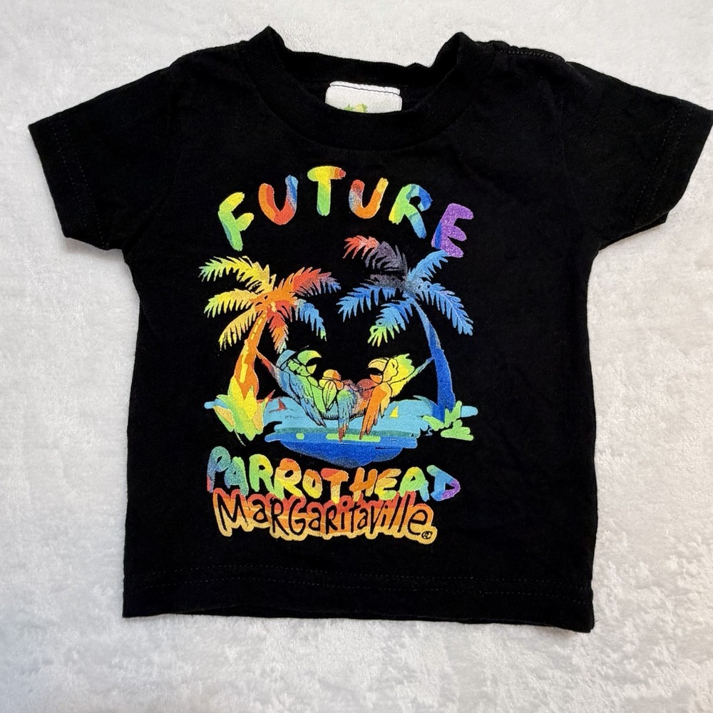 Margaritaville Future Parrothead Baby Shirt 6M Months Black Parrot Jimmy Buffett